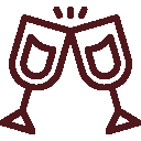 Icona di un brindisi con due calici di vino
